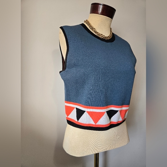 Rachel Roy Blue and Orange Geometric Vest. Size XL - Picture 2 of 8